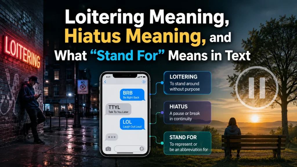 Loitering Meaning, Hiatus Meaning, and What “Stand For” Means in Text