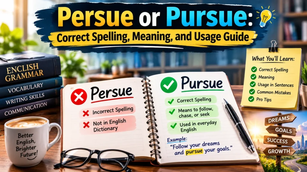 Persue or Pursue: Correct Spelling, Meaning, and Usage Guide